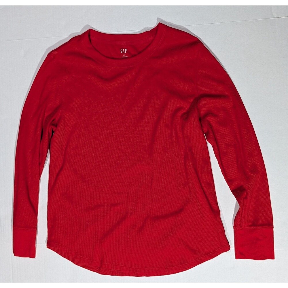 Gap Womens Red Ribbed Thermal Long Sleeve Crew Neck Top XXL